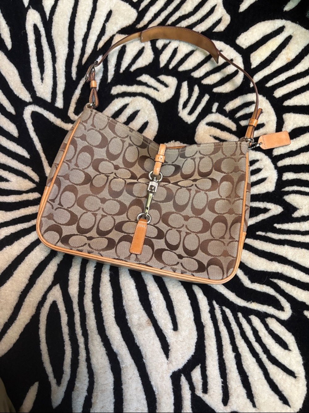 Vintage Coach Brown Signature Demi Shoulder Bag Tan